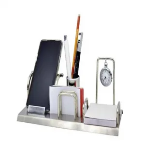 Desk Mobile & Pen Stand with Hanging Clock