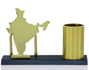 Gold Map of India Pen Stand