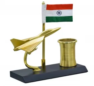 Gold Jet Pen Stand with Indian Flag