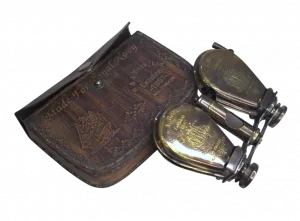 Antique Folding Brass Monocular with Leather Case