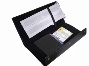 Lawyer's Black Leather Organizer — Cards & Bands Holder