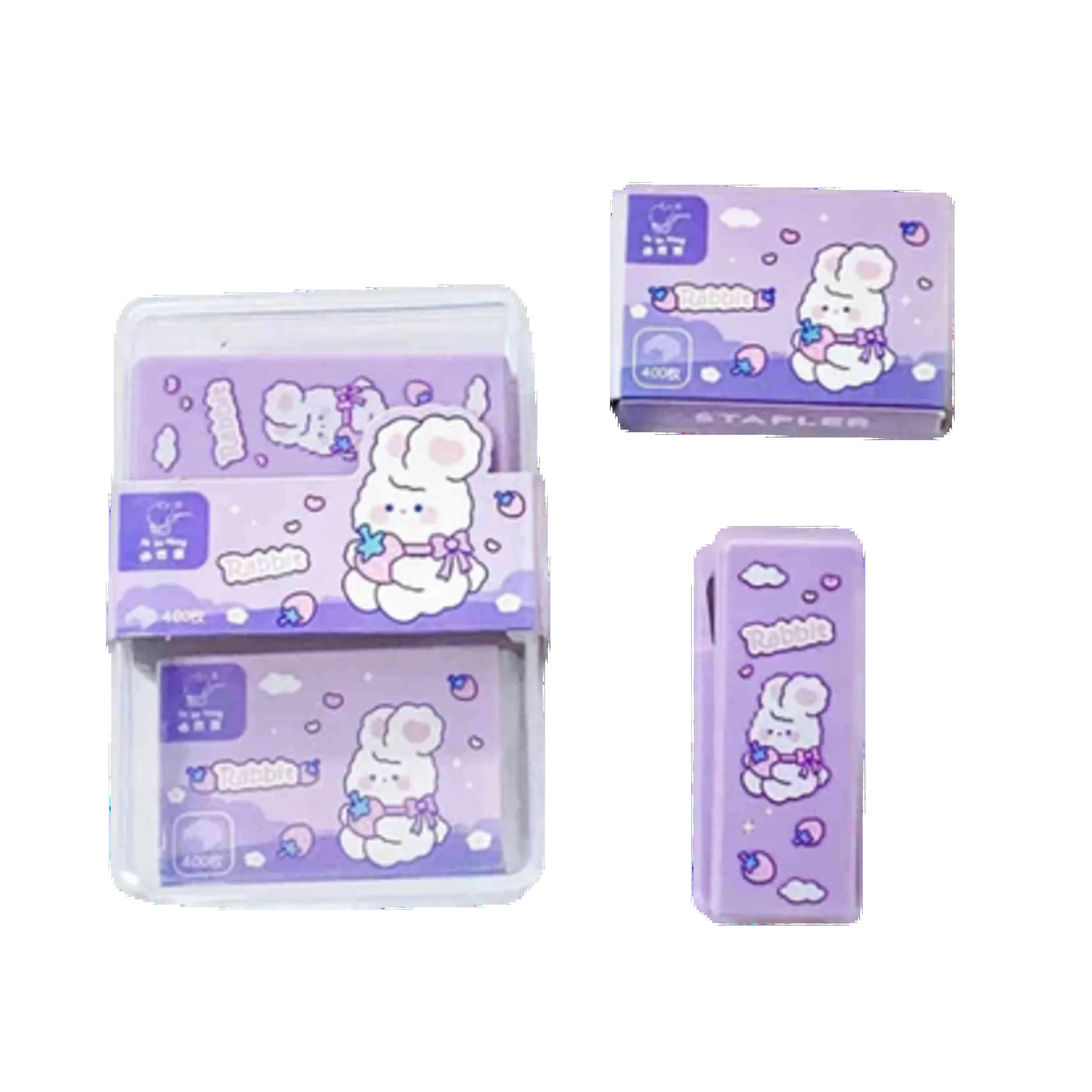 Purple Rabbit Cute Mini Stapler Set
