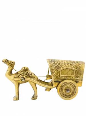 Mini Brass Camel Cart Sculpture