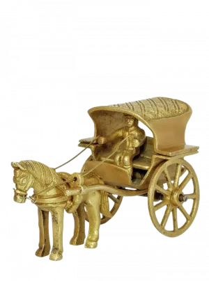 Mini Brass Horse Cart Sculpture