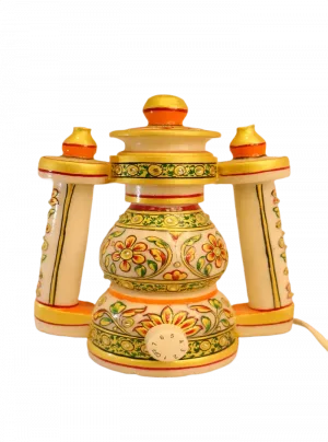 Hand-Painted Marble Lantern Lamp | LED Decorative Table Lamp