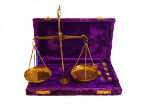 Antique Brass Weighing Scale - Velvet Case & Weights