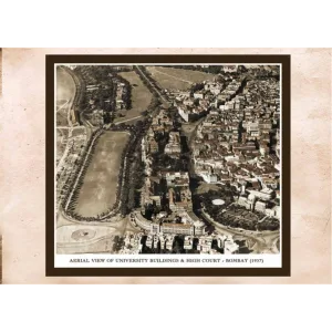 Aerial view Bombay University High Court 1937 heritage art print