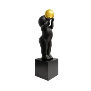 Big Baby Sculpture Holding Golden Sphere